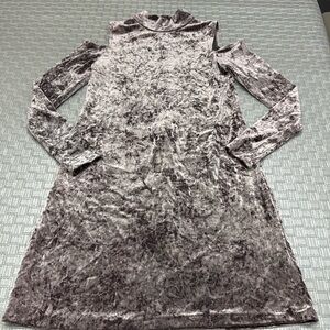 Design Lab Crushed Velvet Cold Shoulder Long Sleeve Dress Small